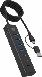 ICY BOX 7‑portový USB 3.2 Gen 1 hub, 3× USB‑C a 4× USB‑A