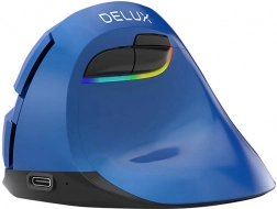 Bezdrôtová vertikálna myš Delux M618 Mini s RGB, BT a 2,4 GHz (modrá)