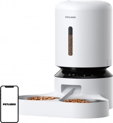 Automatický dávkovač krmiva Petlibro s dvojitou miskou a Wi-Fi, 5 l biely