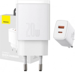 Baseus 20W sieťová rýchlonabíjačka s USB‑C a USB (čierna)