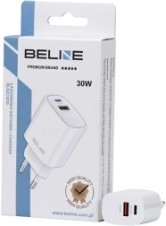 Sieťová nabíjačka 30W GaN s USB‑C a USB‑A Beline – Biela