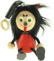 Čertík na pružine – drevená závesná figúrka