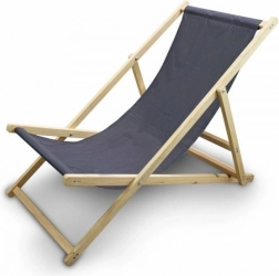 Drevené skladacie plážové a záhradné ležadlo s nastavením, antracit