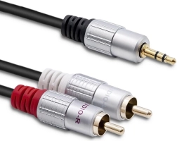 Audio kábel 2x RCA na 3,5 mm mini jack, 3 m, čierny