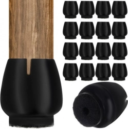 Silikónové návleky na nohy stoličiek s filcom, sada 16 ks (12–16 mm), čierne