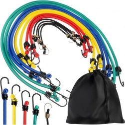 Elastické batožinové popruhy s hákmi, 12 ks