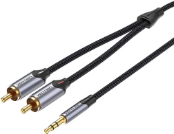 Audio kábel 2xRCA na 3,5 mm Vention BCNBK 8 m (sivý)
