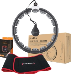 Sada HMS: inteligentný masážny hula hoop so závažím a počítadlom + zoštíhľujúci neoprénový pás