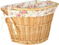 Prútený predný košík na bicykel s kvetovanou vložkou a rýchloupínaním click