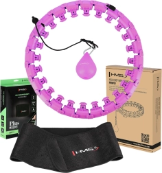 Masážny inteligentný hula hoop kruh so závažím HMS HHW12 Plus Size + neoprénový zoštíhľujúci pás BR163, fialová