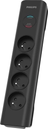 Prepätová ochrana so 4 zásuvkami, 2m kábel, čierna