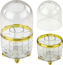 Organizér na kozmetiku s otočnou základňou a priehľadným krytom