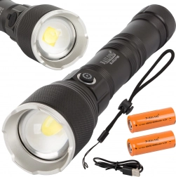 Vojenská taktická baterka Bailong s LED Cree XHP160 a zoomom