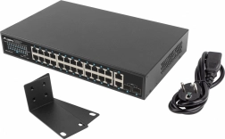 Lanberg 24-portový gigabitový PoE+ switch 250 W s 2x SFP a 2x uplinkom