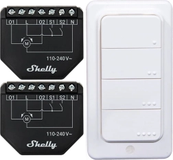 Sada inteligentných ovládačov žalúzií Shelly Shutter (2 ks) + diaľkové tlačidlo BLU RC Button 4