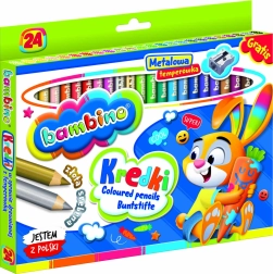 Súprava silných okrúhlych pasteliek Bambino 24 farieb so strúhadlom