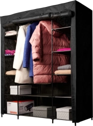Textilná skladacia skriňa na oblečenie XXL čierna