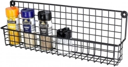 Kovová závesná polička na koreniny – čierna