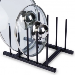 Kovový stojan na pokrievky a taniere, čierny 19,5 × 12,5 × 12 cm