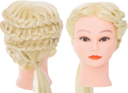 Kadernícka tréningová hlava s blond vlasmi