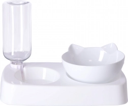 Miska s automatickým dávkovačom vody pre psa a mačku 2v1 - biela