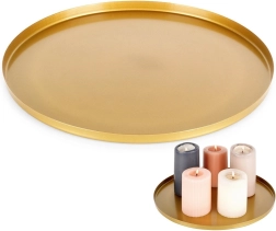 Kovový zlatý podnos na sviečky a dekorácie 30 cm