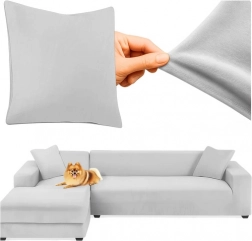 Svetlý šedý elastický ochranný poťah na pohovku RUHHY 145-185 cm