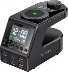 Budík s nabíjacou stanicou BlitzWolf BW-FW10, 2× USB‑A, 4× USB‑C, 240 W