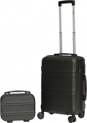 Cestovná sada BARUT čierna – kabínový kufor a kozmetický kufrík z ABS na 4 kolieskach