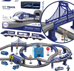 Elektrická policajná vláčkodráha s autami, 92 dielov, 300 cm