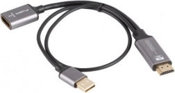 Adaptér HDMI (samec) na DisplayPort (samica) 4K na kábli 20 cm, strieborný