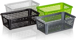 Plastový úložný košík 24,7 × 14,7 × 8 cm – mix farieb