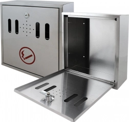 Vonkajšia nástenná popolníková schránka z nehrdzavejúcej ocele so zámkom, strieborná