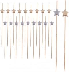 Bambusové špajdle na jednohubky s hviezdičkami 12 cm, 20 ks