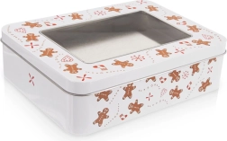 Kovová dóza na sušienky s okienkom Perníček 18 × 14,5 × 5 cm