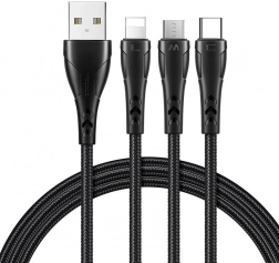 Nabíjací kábel 3v1 USB na USB‑C / Lightning / Micro USB 1,2 m čierny Mcdodo