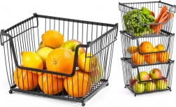 Kovový košík na ovocie a zeleninu, čierny