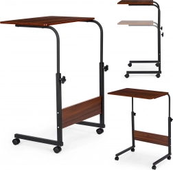 Stôl na notebook s kolieskami - bočný stolík k pohovke alebo kreslu tmavohnedý ModernHome