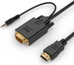 HDMI na VGA konvertor s 3,5 mm audio, 1,8 m, čierny