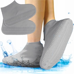 Vodoodolné silikónové návleky na topánky s protišmykovou podrážkou, veľkosť M (35–39), sivé
