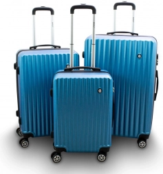 Sada 3 cestovných kufrov BARUT – modré tvrdé škrupiny
