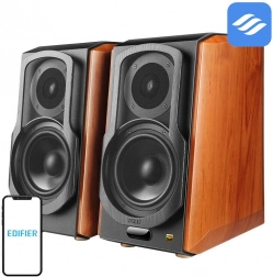 Regálové reproduktory EDIFIER S1000W 2.0 s Wi‑Fi a Bluetooth, hnedé