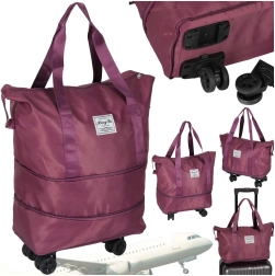 Skladacia cestovná taška na kolieskach fialová