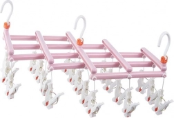 Skladací vešiak na prádlo s kolíčkami, 19 kolíčkov, ružový