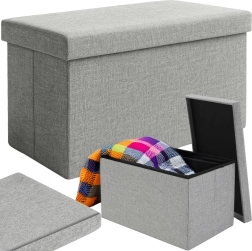 Skladacia pufa s úložným priestorom RUHHY sivá 60 × 30 × 30 cm