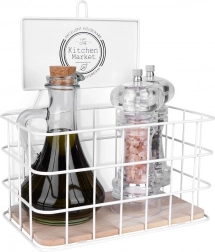 Biela kovová kuchynská polička 21 × 12,5 × 24 cm