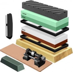 Vodný brúsny kameň na nože RUHHY – sada s viacerými zrnitostiami a koženým pásom