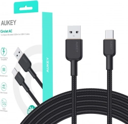 aukey usb-a na usb-c kábel 1 m, opletený, 60 w power delivery