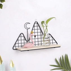 Nástenná dekoratívna polica v čiernej farbe – horský motív