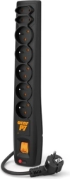 Čierna predlžovačka P7 - 7 zásuviek, 1,5 m